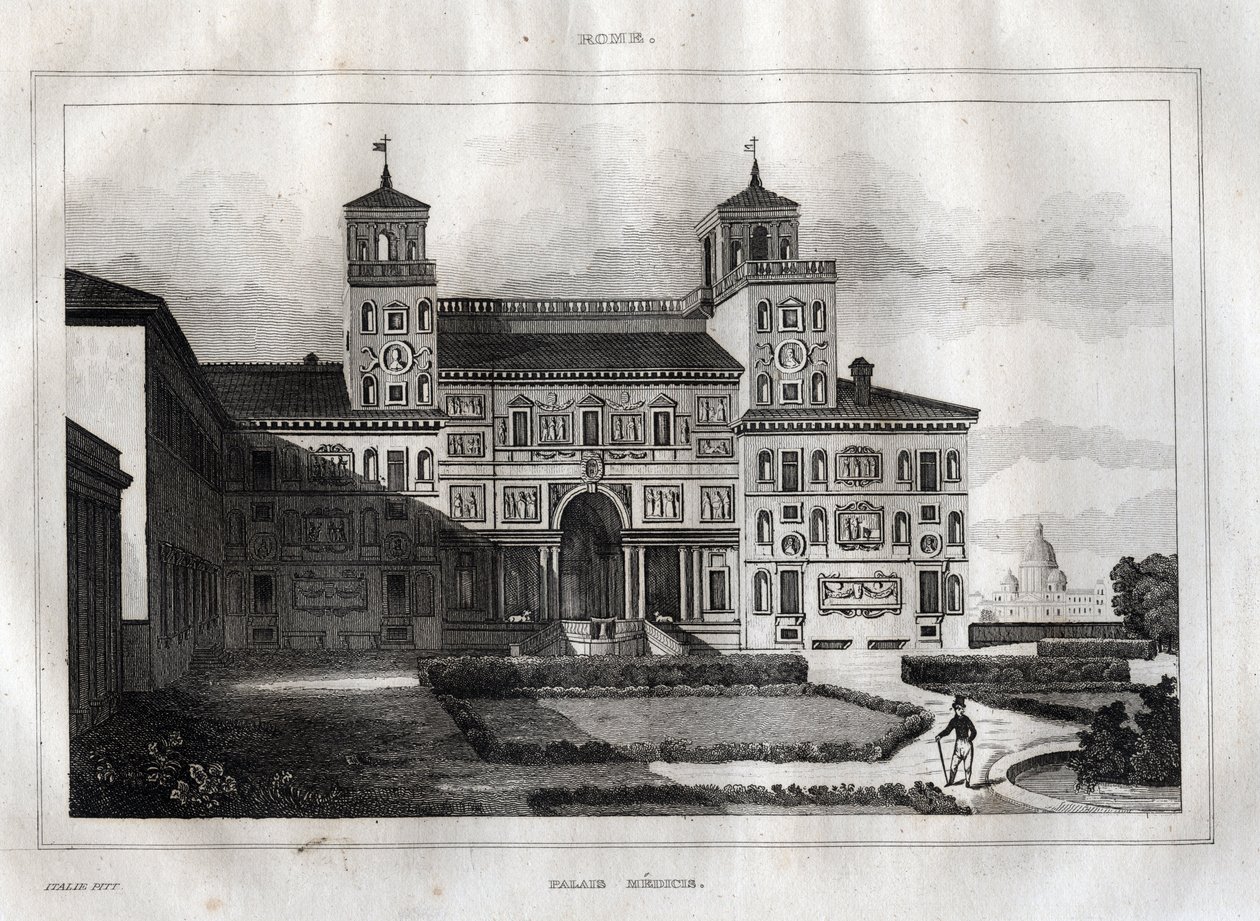 Villa Medici Rome - Villa Medicis - Engraving from 
