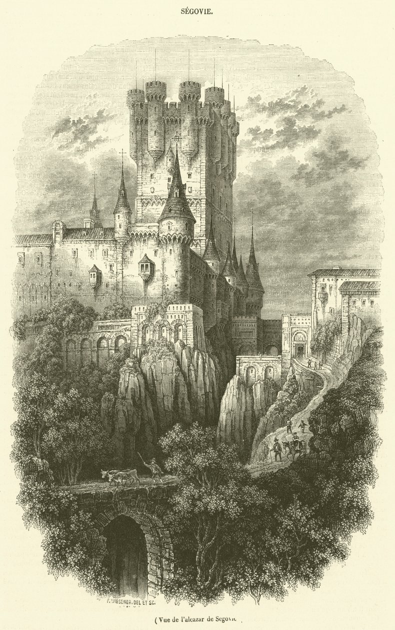 View of the Alcazar of Segovia by French School