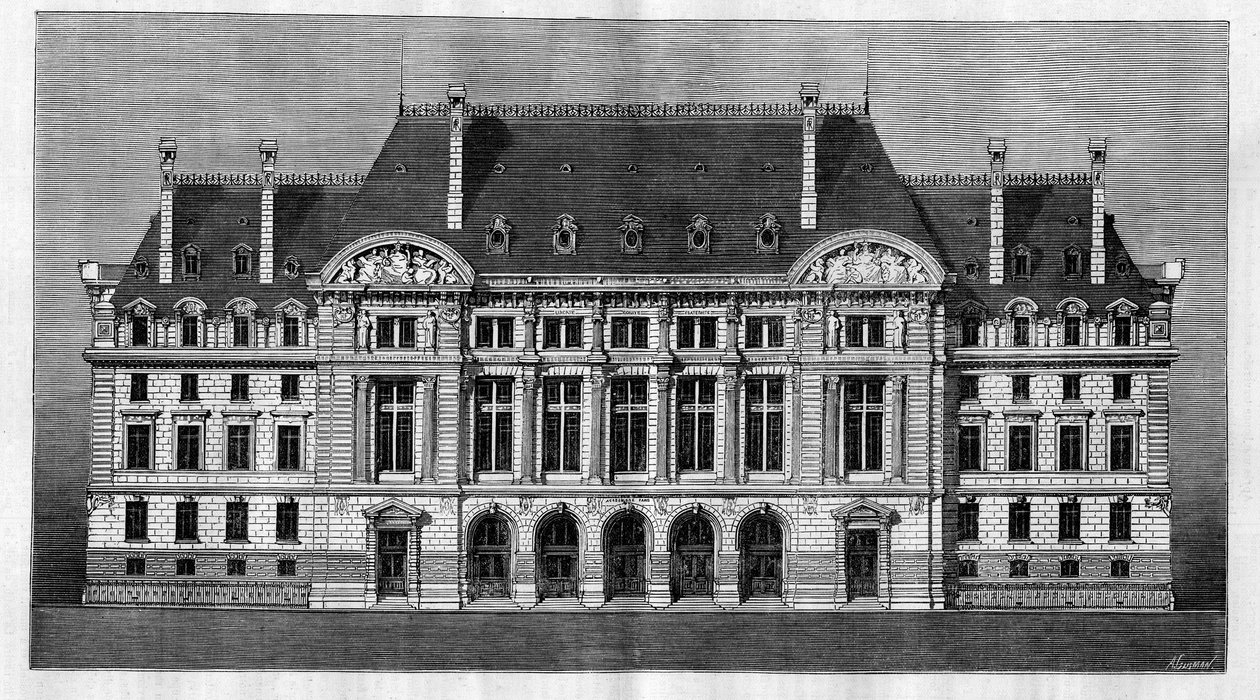 Exterior view of the new buildings of the Sorbonne in Paris (main facade) by Henri-Paul Nenot (1853-1934) by French School