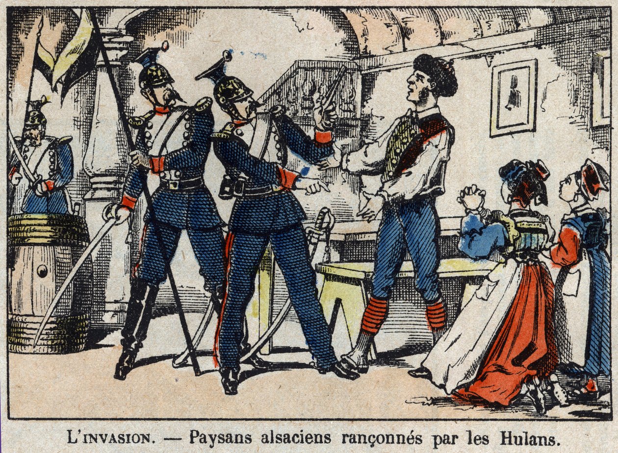 War of 1870 between France and Prussia: Alsatian Peasants Ranconned by the Hulans by French School