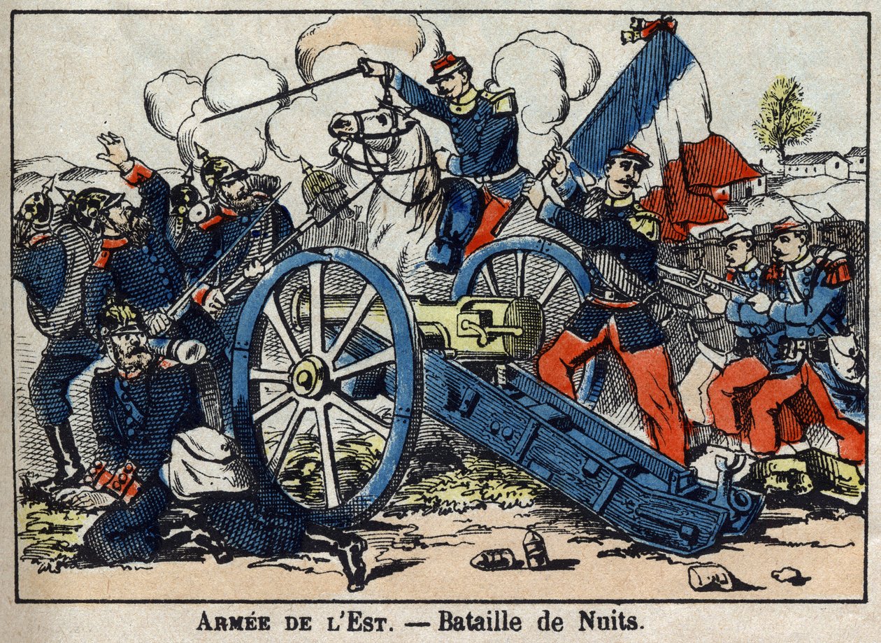 War of 1870 between France and Prussia: Battle of Nuits-Saint-Georges in the Gold Coast between the Germans and the Eastern Army in 1870. Epinal Images by French School