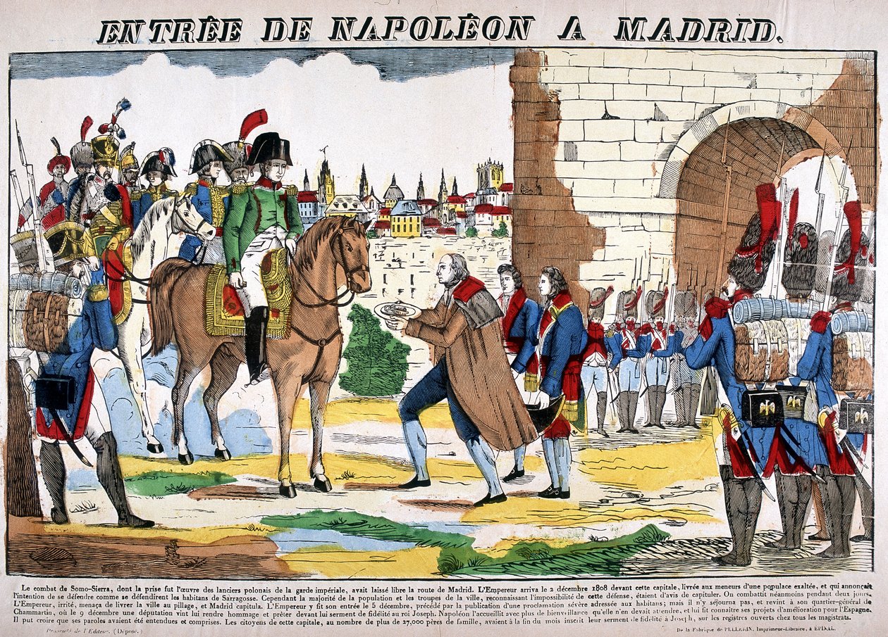 War of the Peninsula (1807-1814) - The entry of Napoleon I to Madrid on 2/12/1808. Picture of Epinal by French School