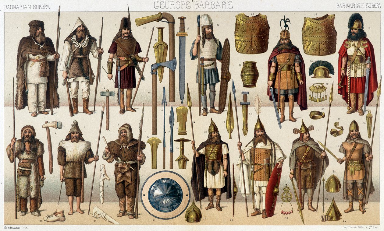 Weapons and costumes of the barbarian era - in 