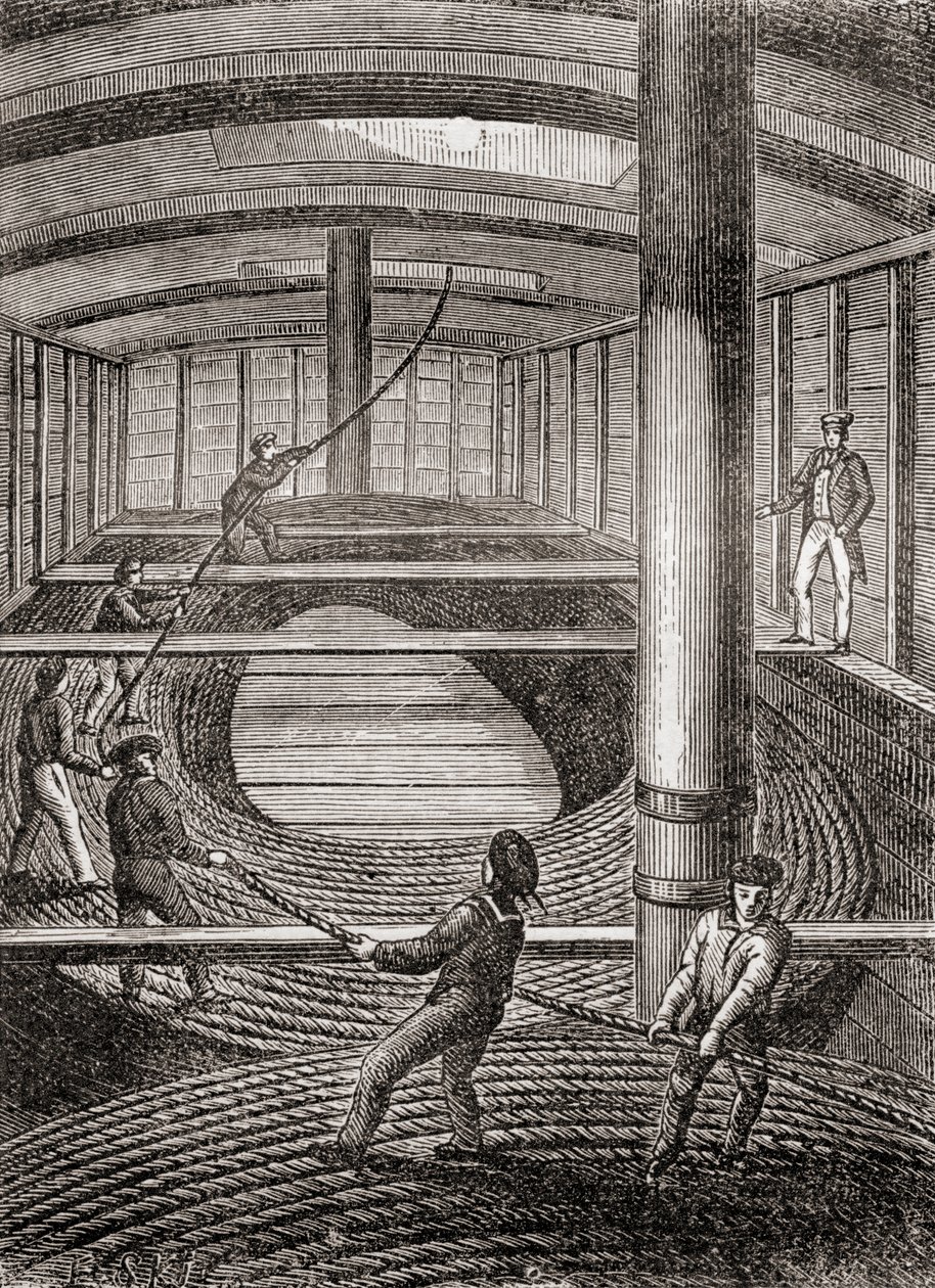 Winding the Dover to Calais Submarine Cable in the Hold of the Blazer by French School