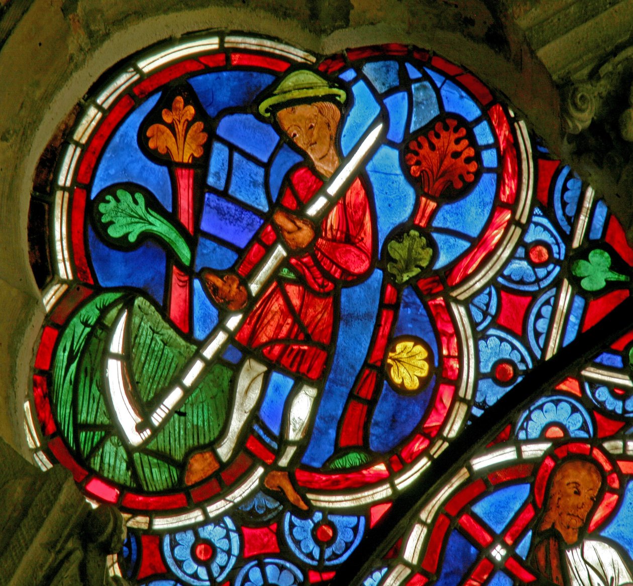 Window depicting the Labours of the Months: June by French School