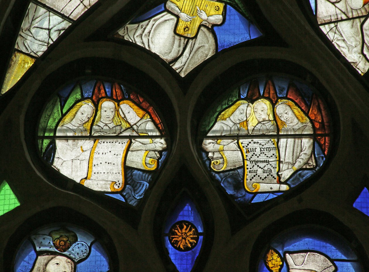 Window depicting Angel Choir with Musical Scores by French School
