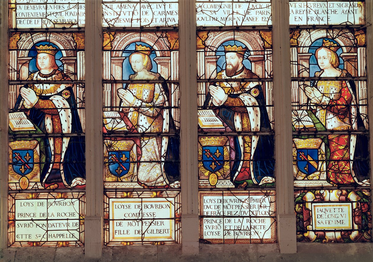 Window Depicting Louis de Bourbon, Louise de Bourbon, Louis II de Bourbon and Jacquette de Longwy by French School