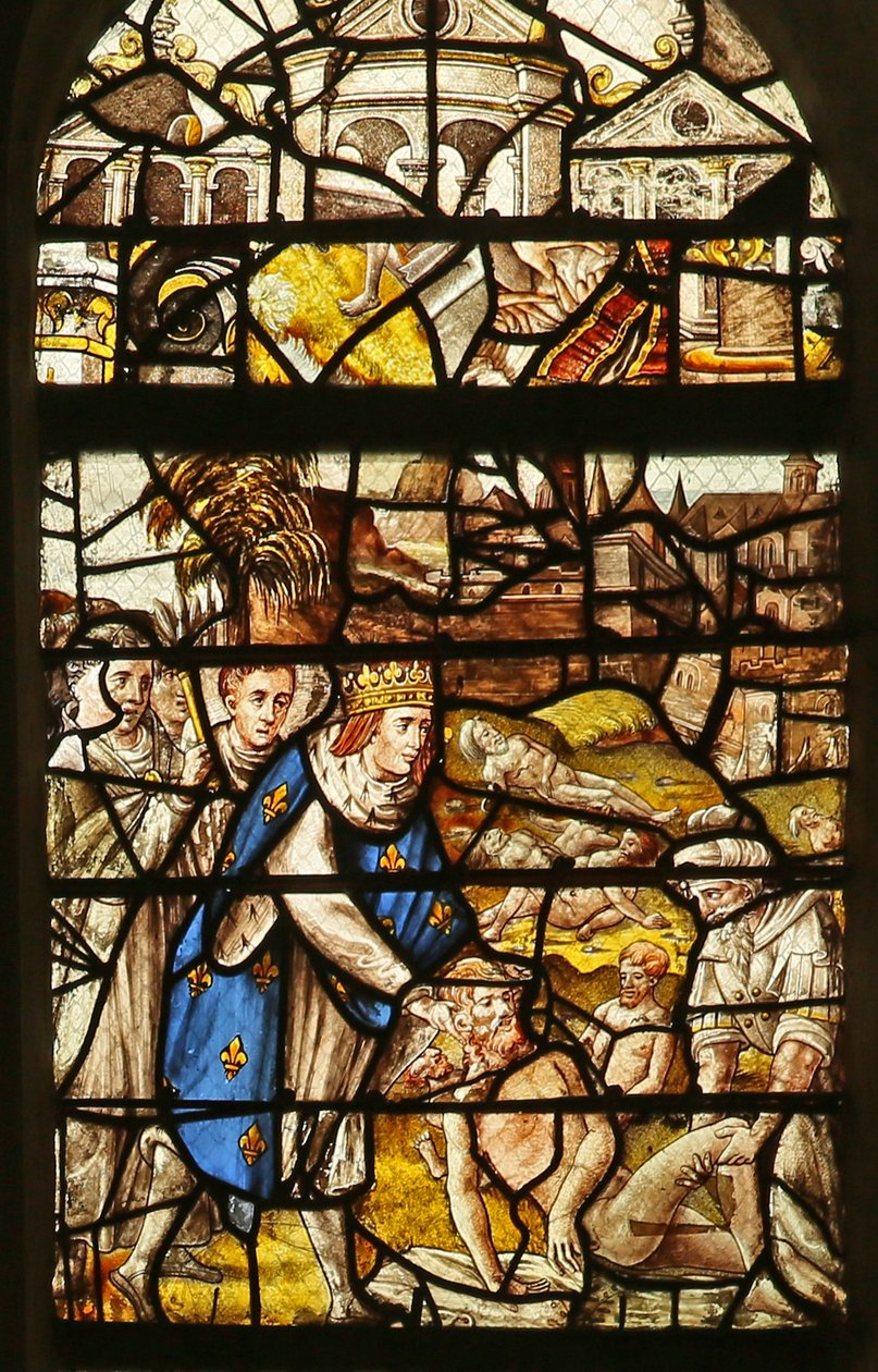 Window Depicting Saint Louis Burying the Dead by French School