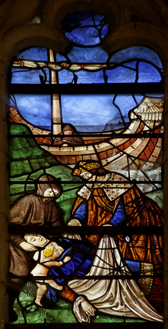 Window depicting Saint Mary Magdalene: Countess of Provence dying on pilgrimage to the Holy Land by French School