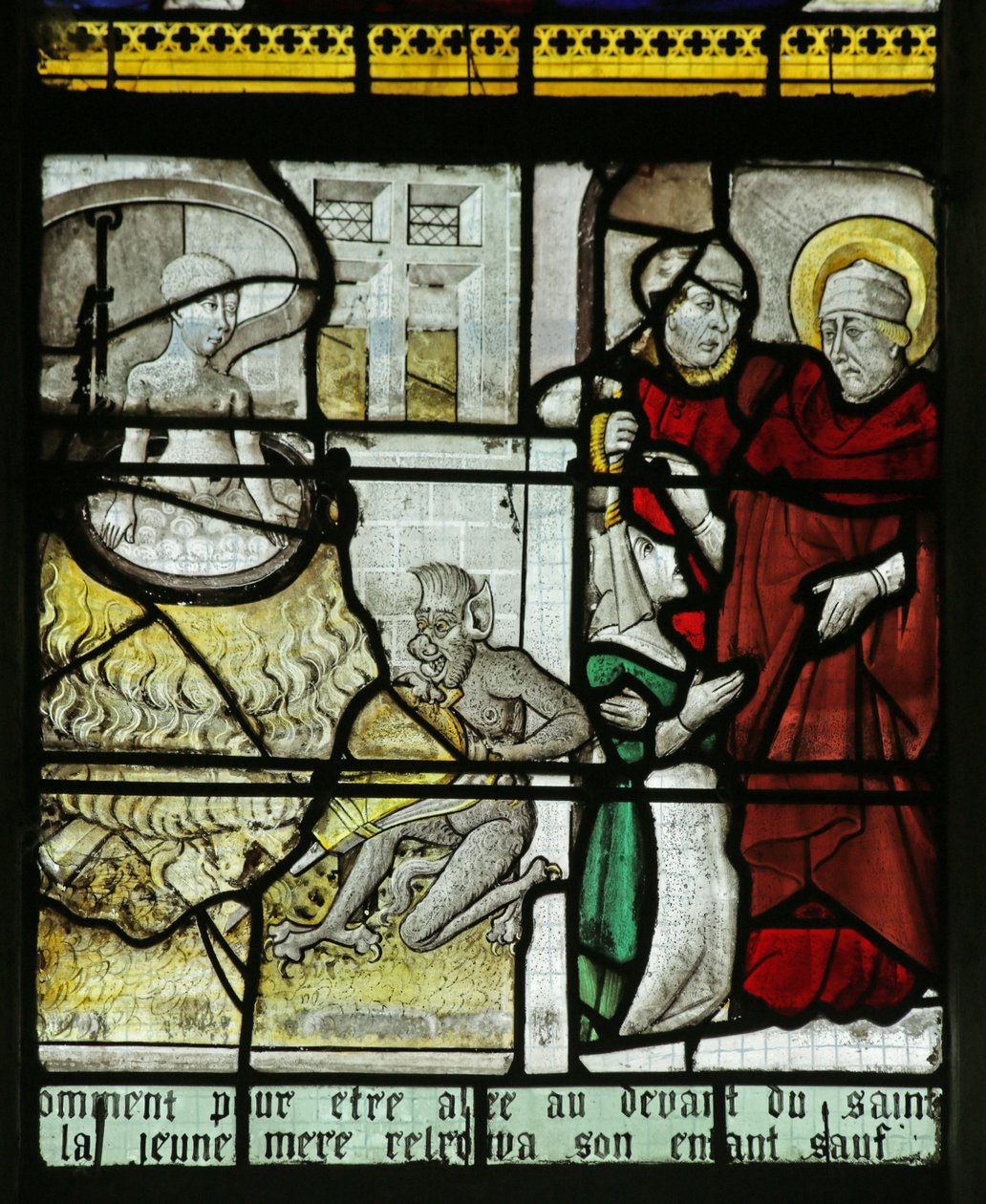 Window depicting St Nicholas saving a child from being boiled alive by French School
