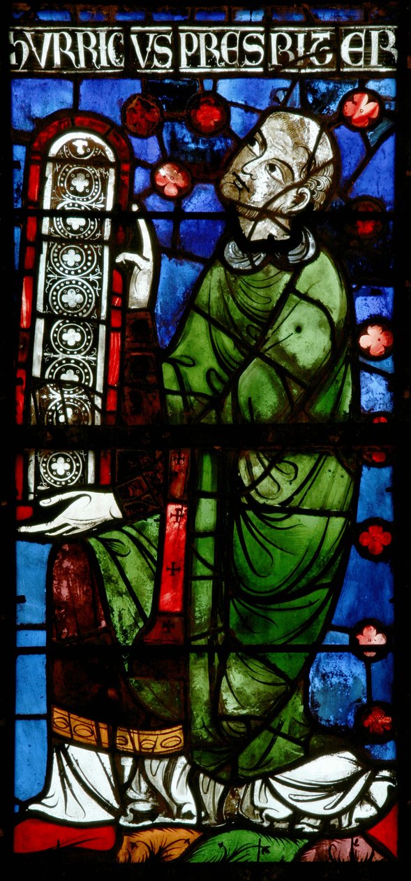 Window depicting a donor giving a window by French School
