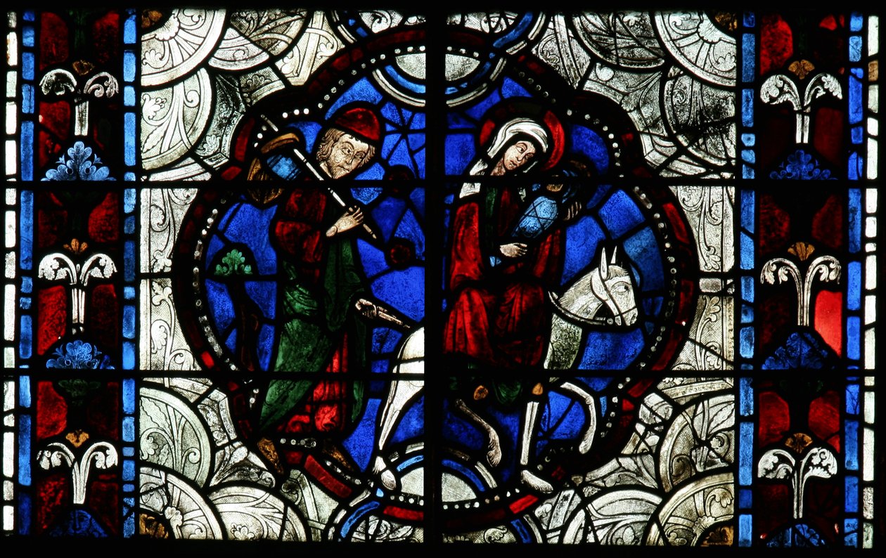 Window depicting the Flight into Egypt by French School