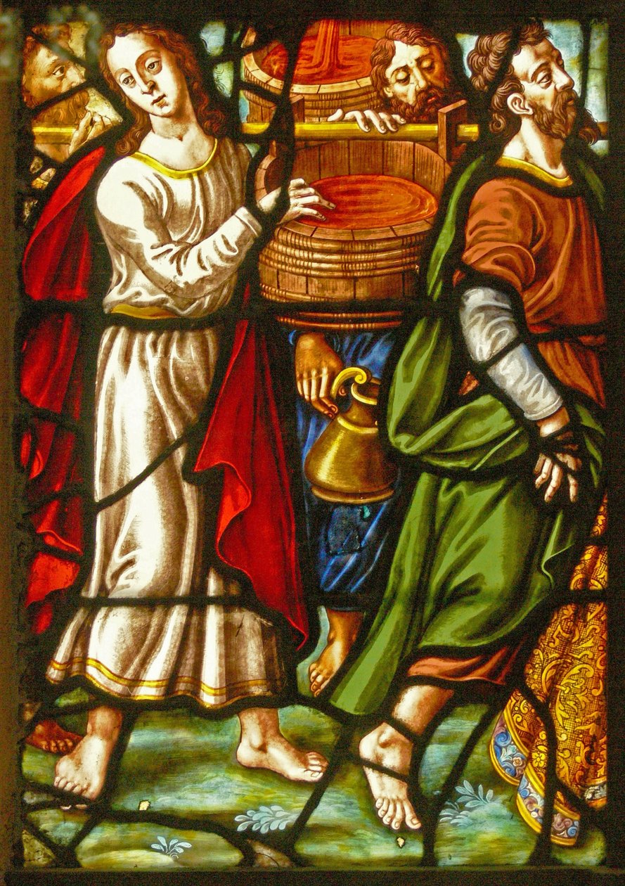 Window in the Charnier Depicting a Detail from the Mystic Wine Press by French School