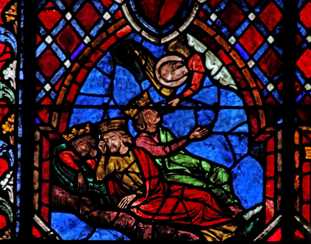 Window depicting the Magi are warned in a dream by French School