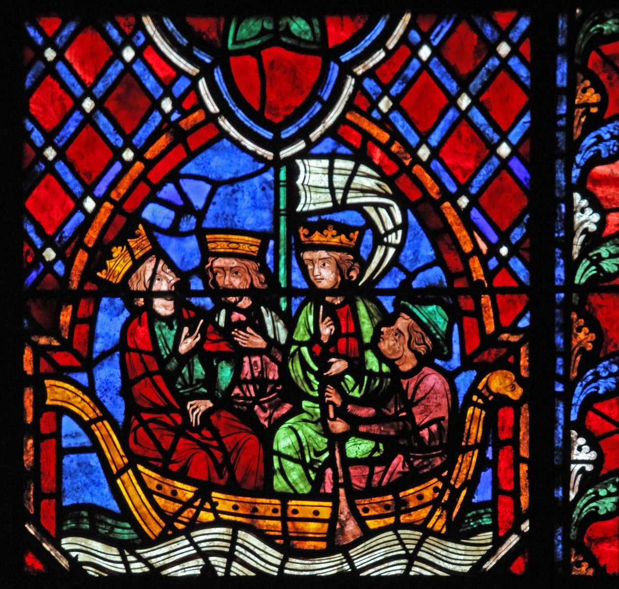 Window depicting the Magi depart from the Nativity by French School