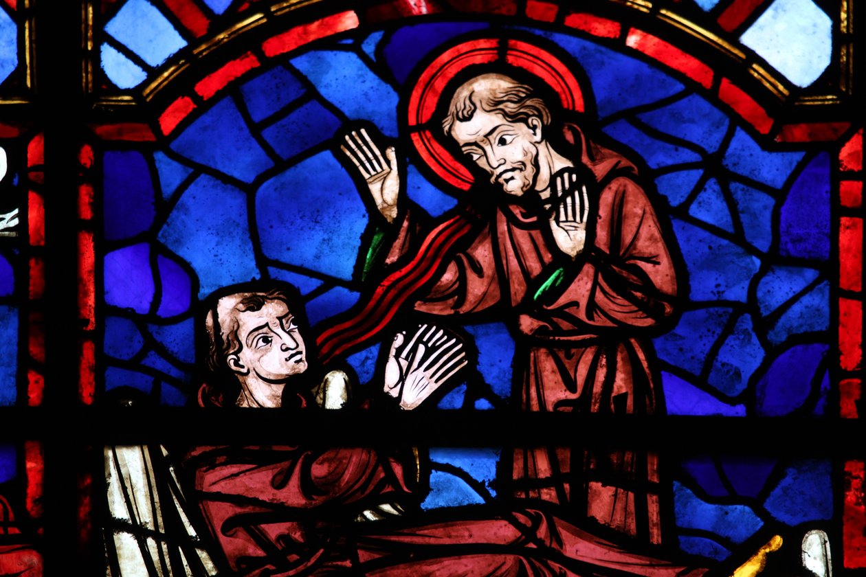 Window depicting a sainted monk appears to St Martin by French School