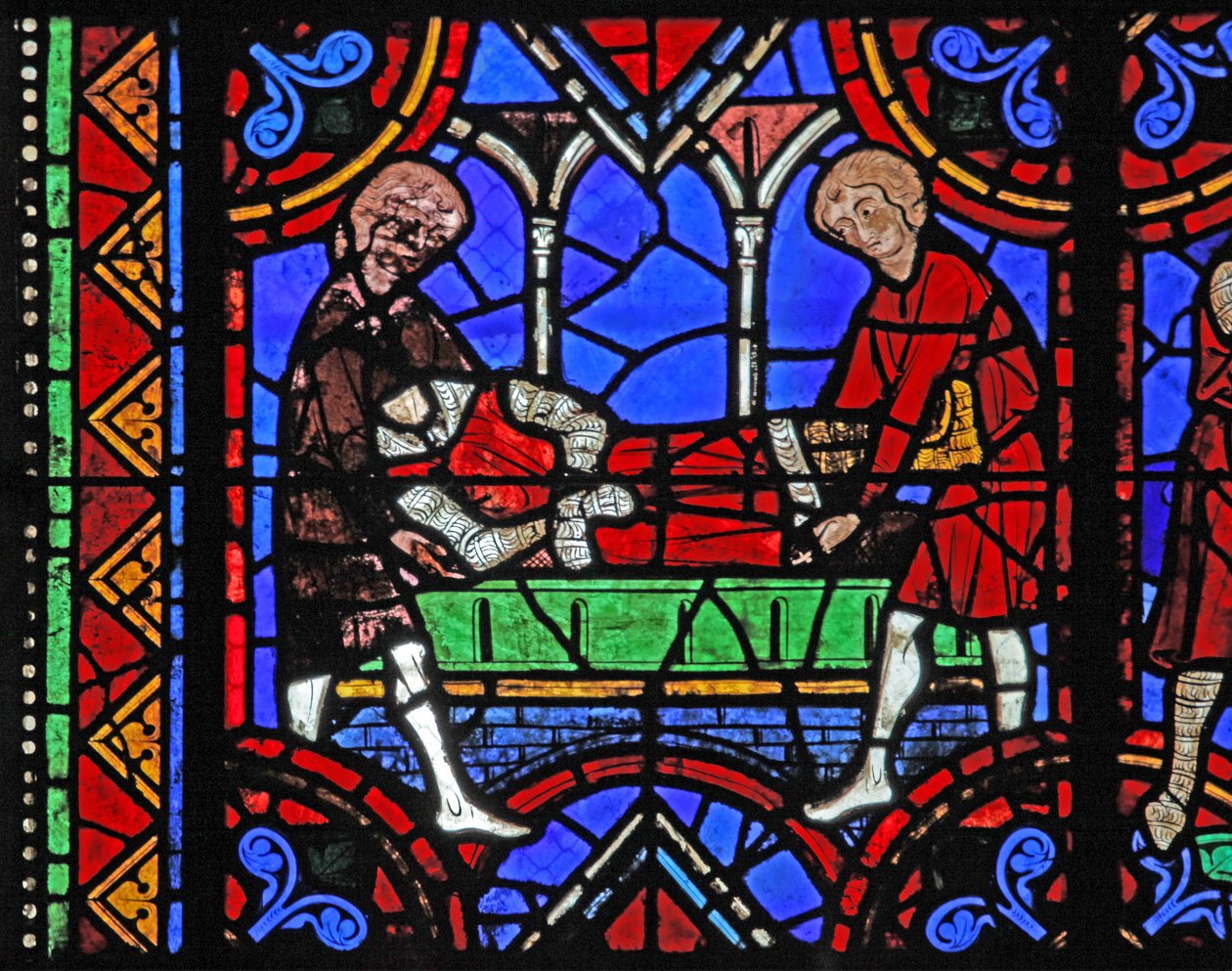 Window depicting the burial of St Julian of Brioude by French School
