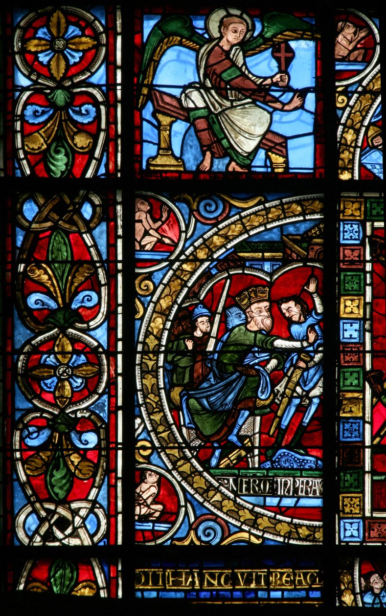 Window depicting Nero orders the martyrdoms of St Peter and St Paul by French School