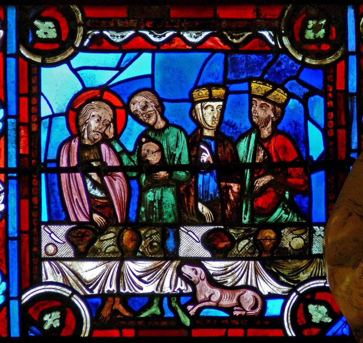 Window w0 depicting a scene from the life of St Thomas: with Gundaphorus by French School