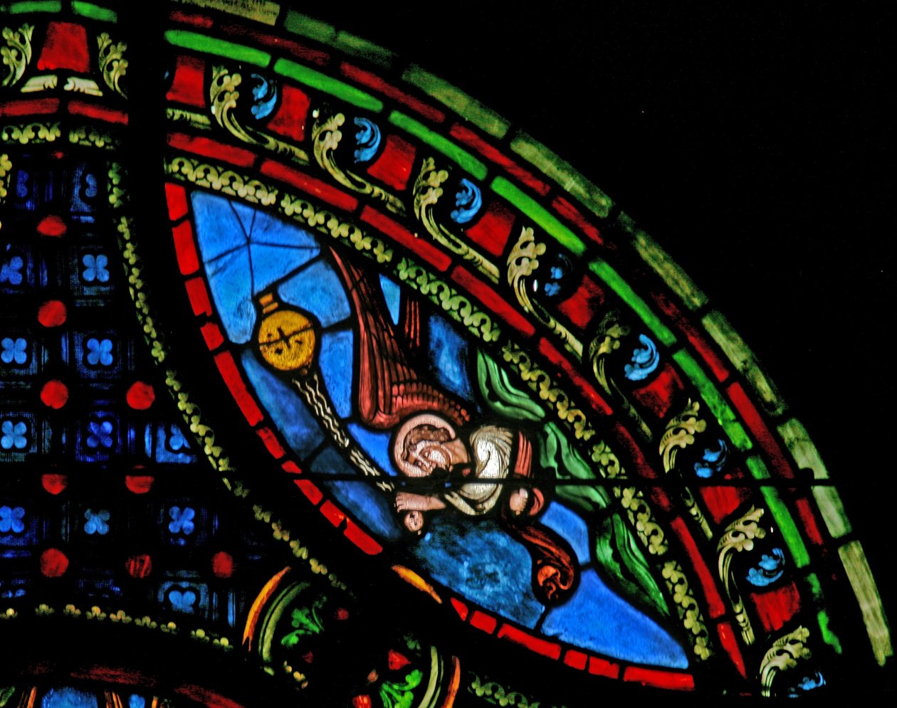 Window w0 depicting an angel by French School