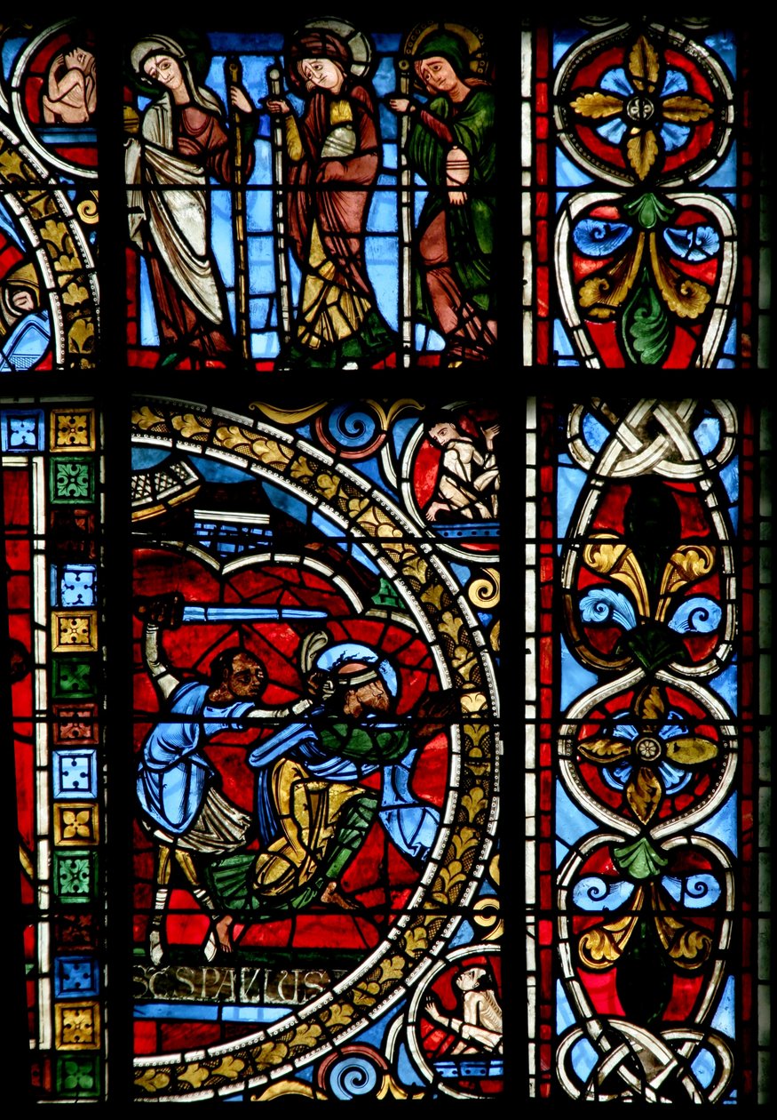 Window depicting the death of St Paul by French School