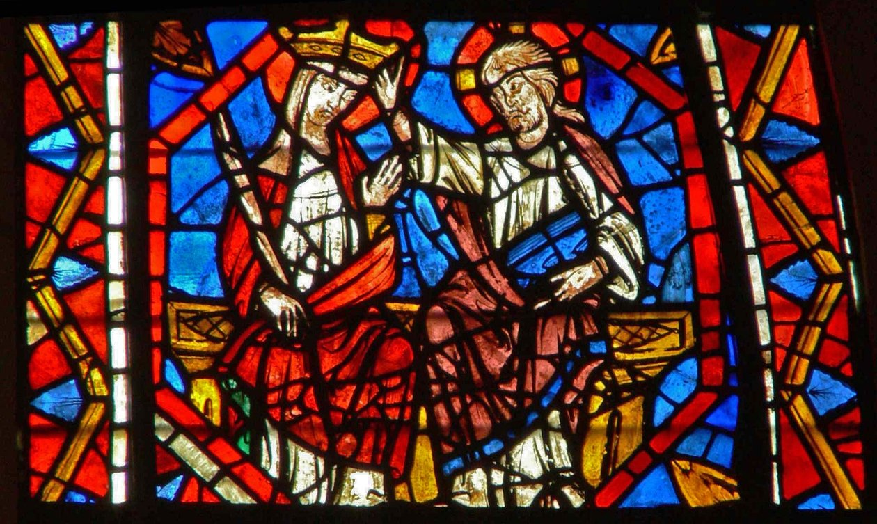 Window depicting the Coronation of the Virgin by French School
