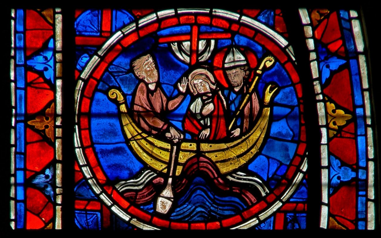 Window depicting the Transfer of the relics of St Martin by French School