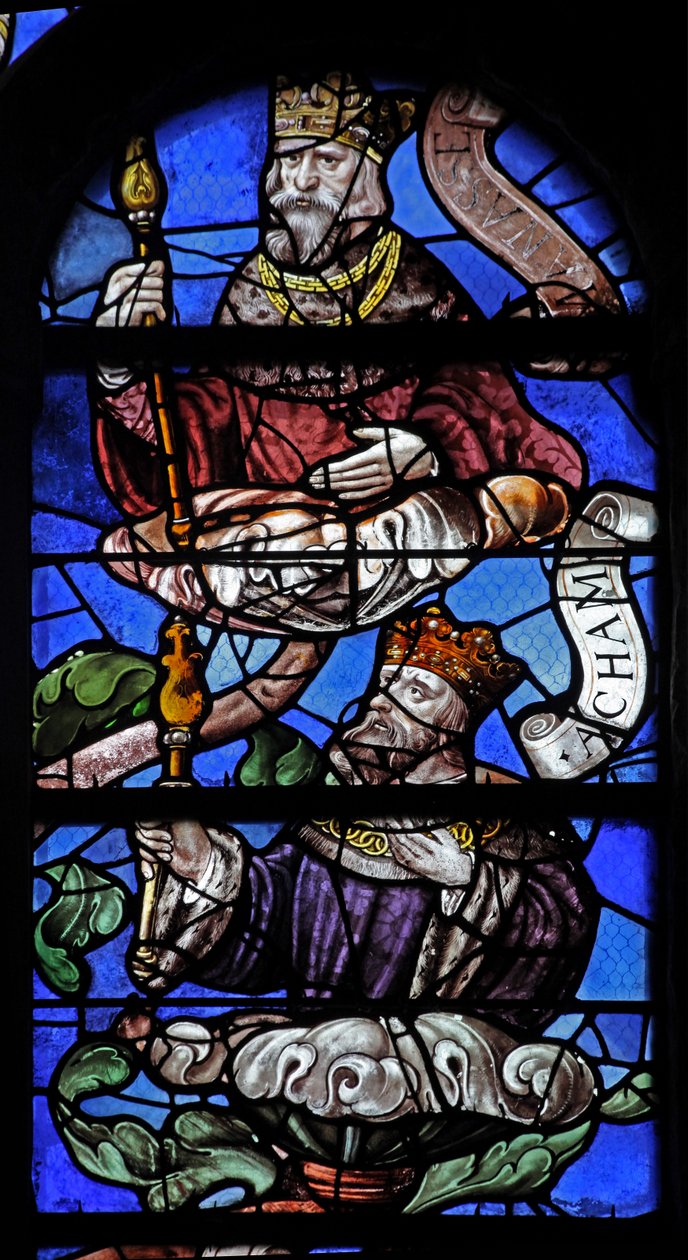 Window depicting King Manasses and King Acham on the Tree of Jesse by French School