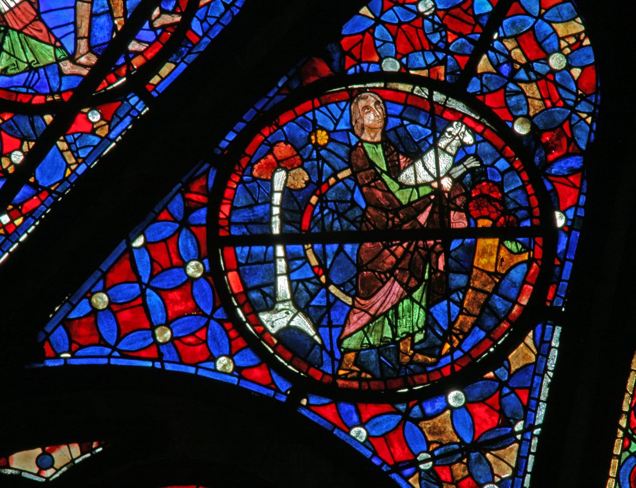 Window w115 depicting Abel brings a lamb to sacrifice by French School