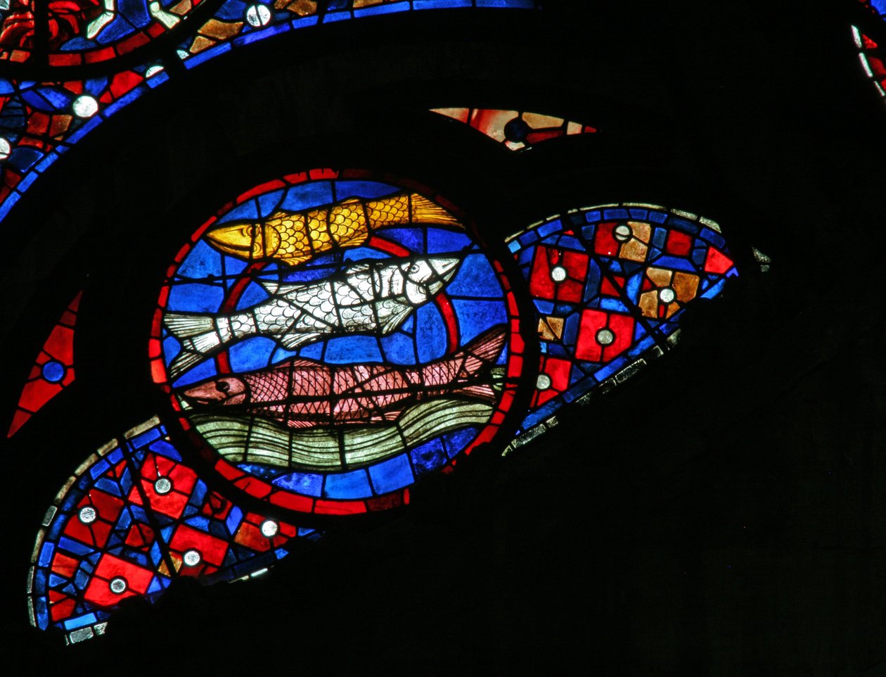 Window w115 depicting the Creation of fish by French School