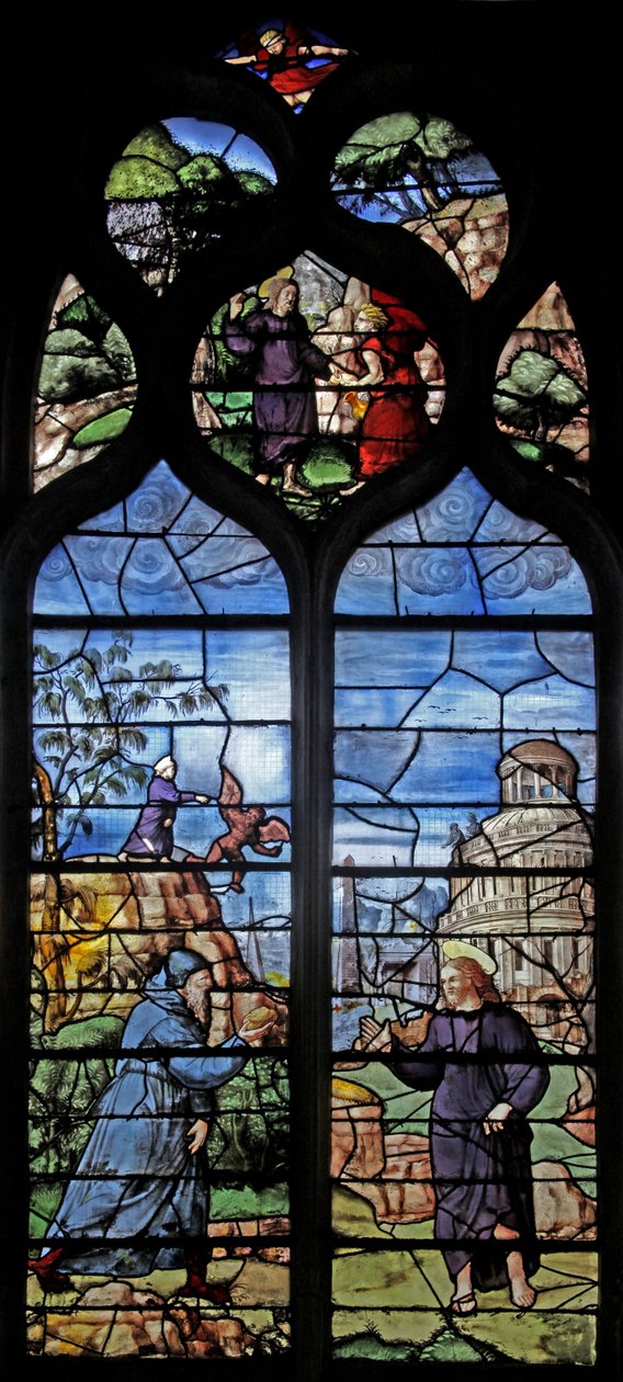 Window depicting the Temptation in the Wilderness by French School
