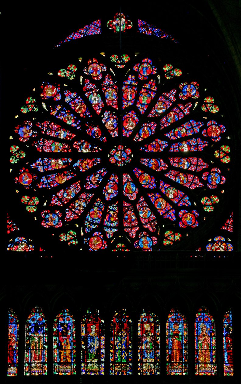 Window w141 depicting the Death of the Virgin Mary by French School