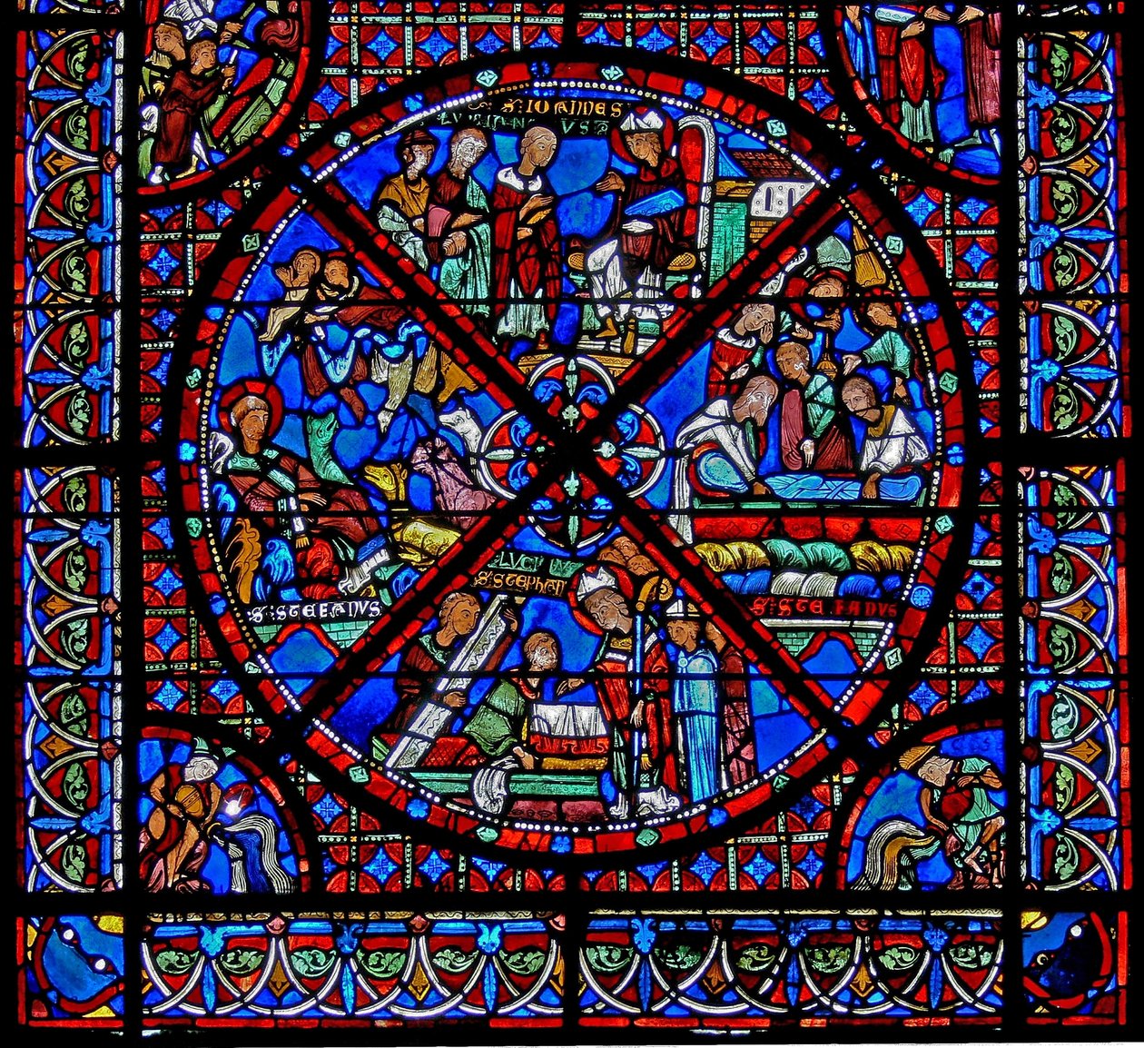 Window w15 depicting the story of St Stephen