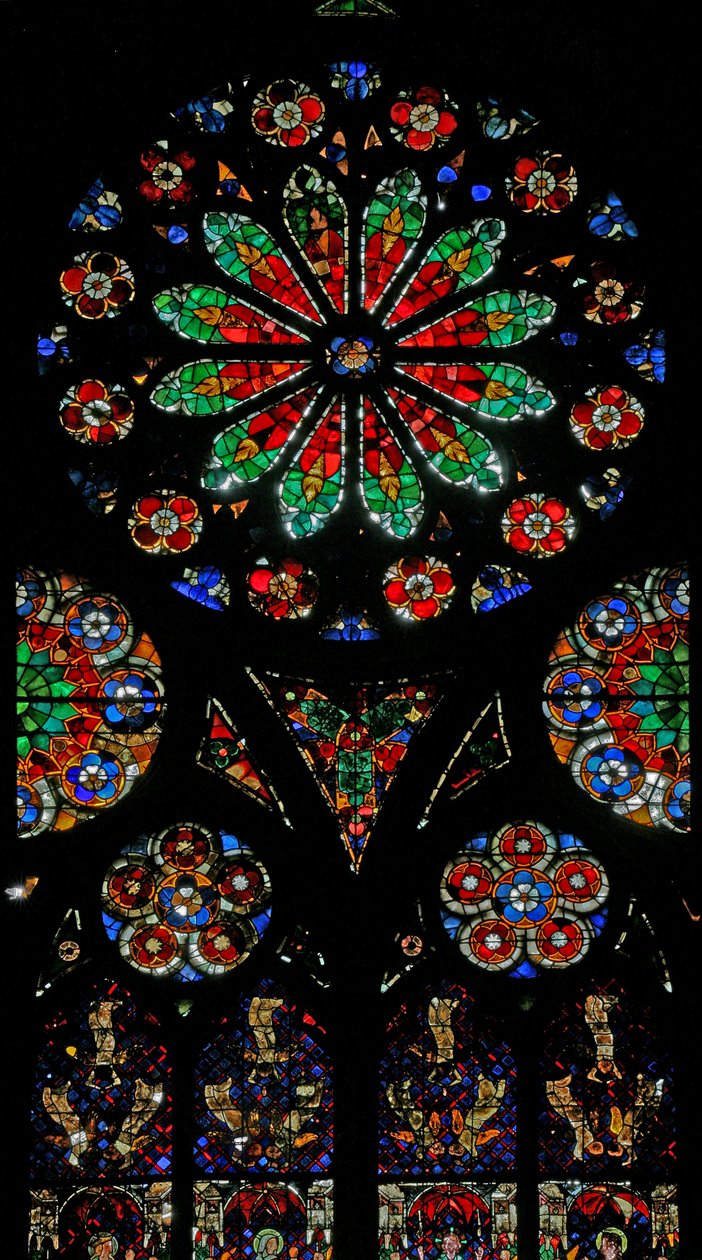Window w18 depicting a rose with naturalistic design by French School