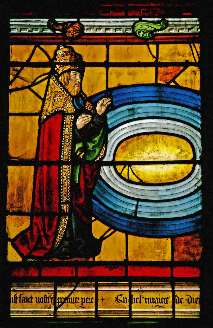 Window depicting God creating the waters around the earth by French School