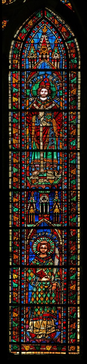 Window w201 depicting St Stephen and St Clement by French School