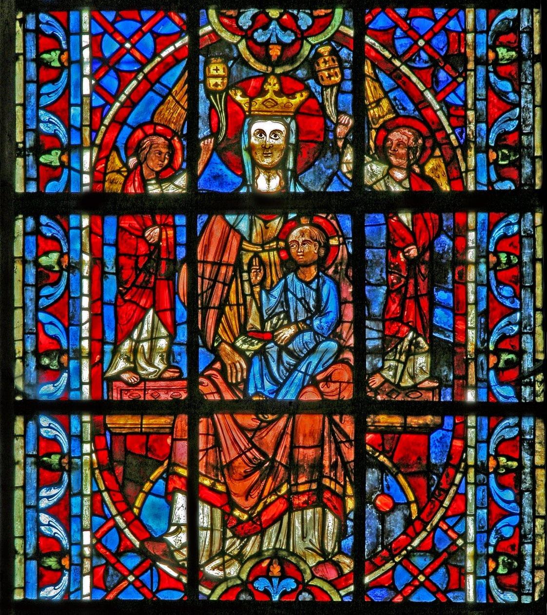 Window depicting the Virgin and Child with Angels by French School