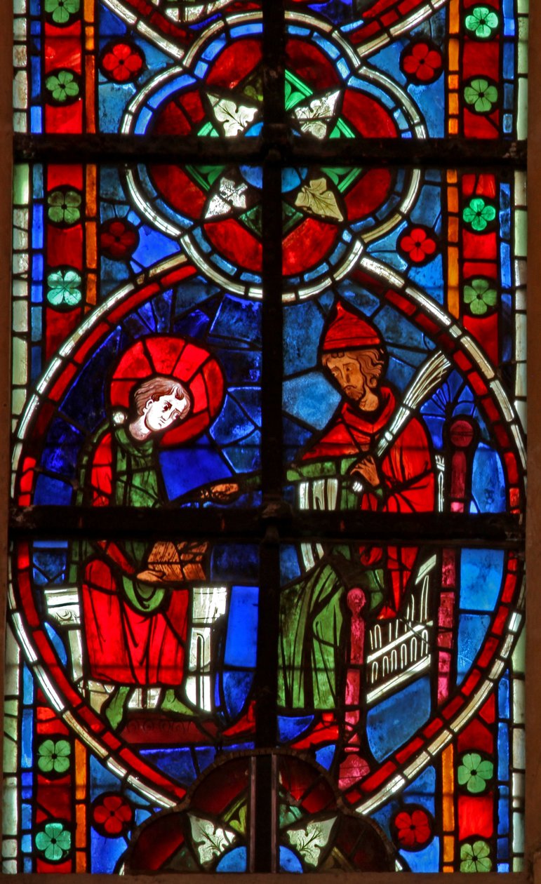 Window depicting St Nicholas goes to school by French School