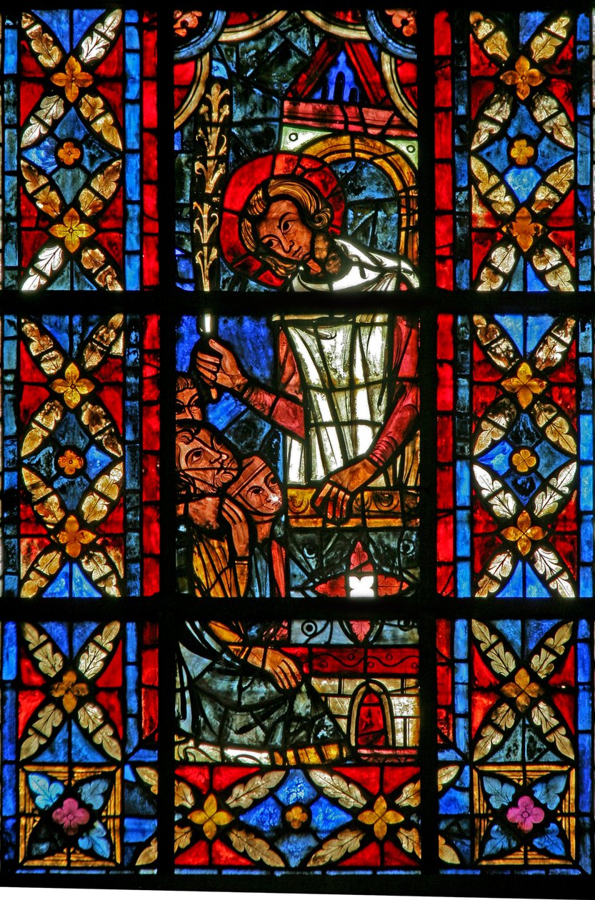 Window depicting St Savinien Preaching and Carrying a Staff that Flowered After He Planted It by French School