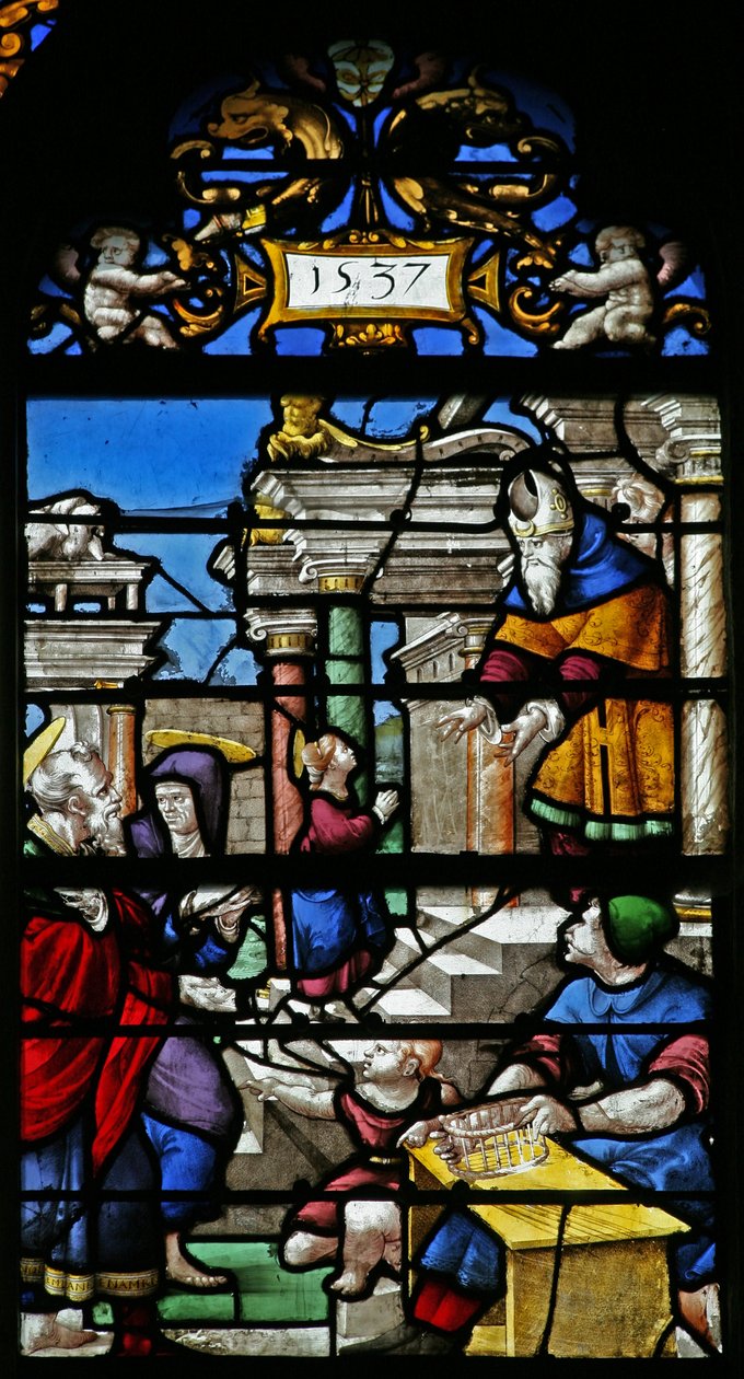 Window depicting a scene from the Life of the Virgin Mary: the Presentation in the Temple by French School