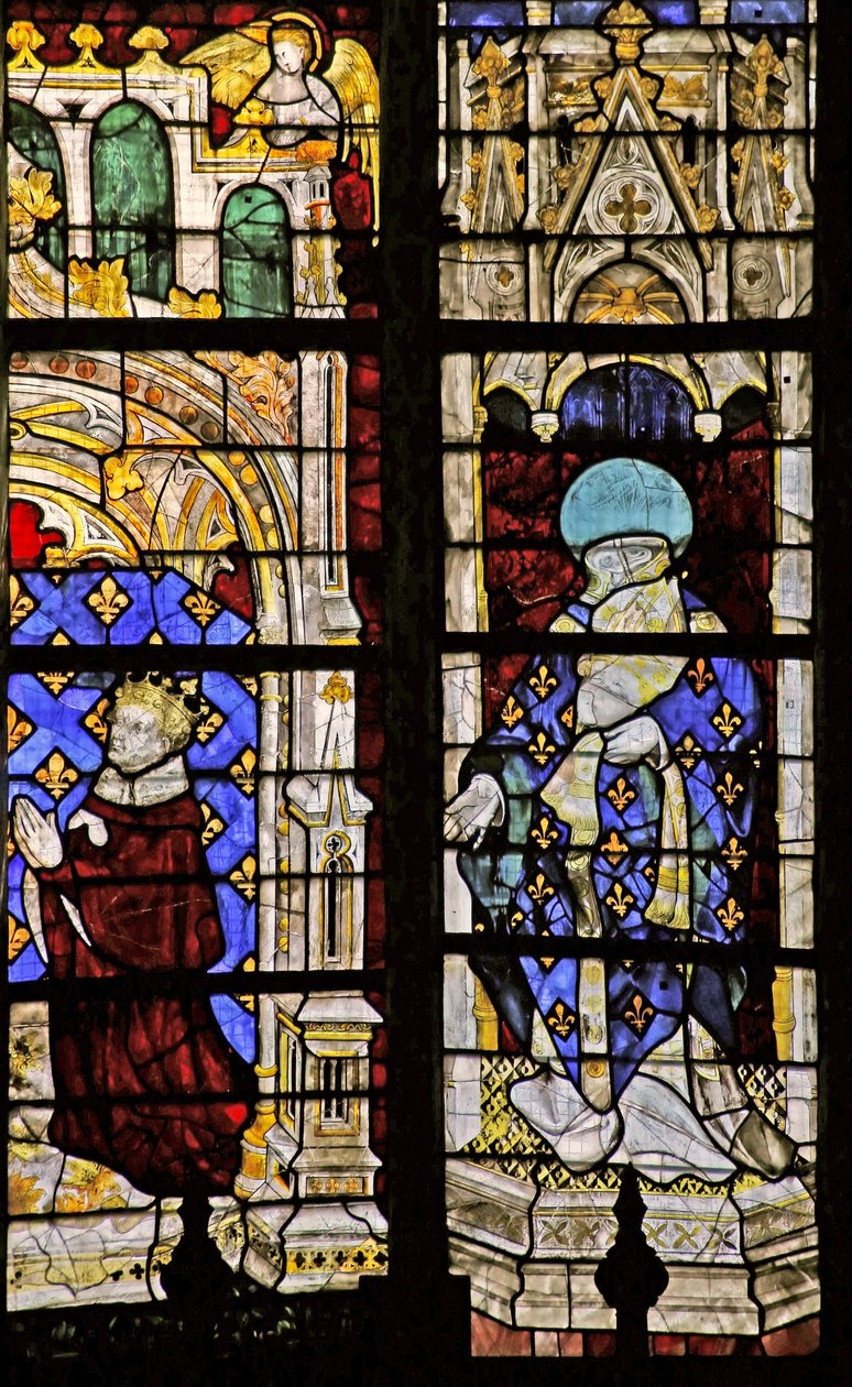 Window depicting St Denis with the donor Charles VI by French School