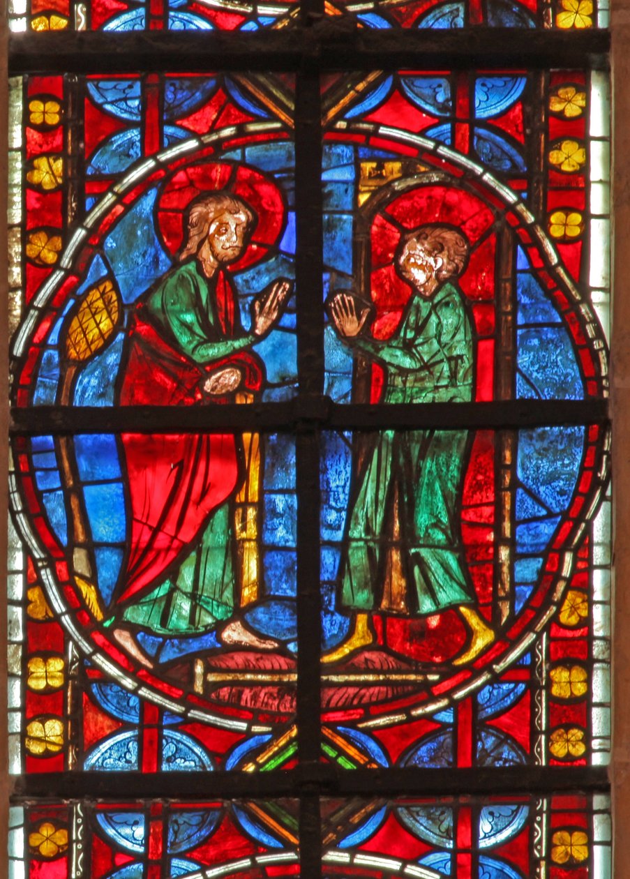 Window depicting St James and the magician Hermogenes apprentice Philetus by French School