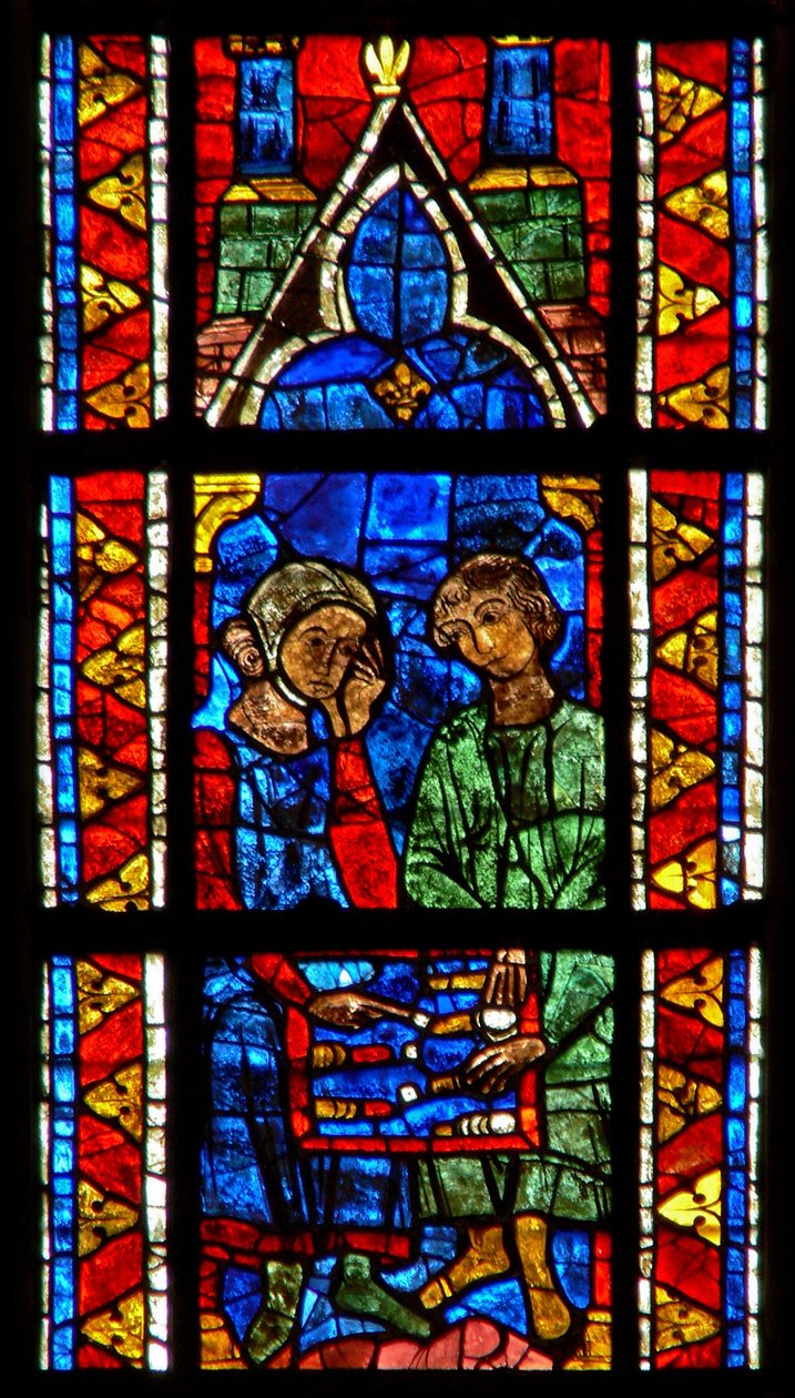 Window depicting Tric-Trac players by French School