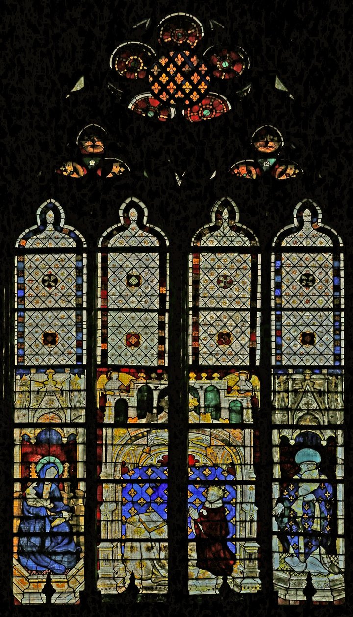 Window depicting the Royal window with the Virgin Mary, Charles VI and St Denis by French School