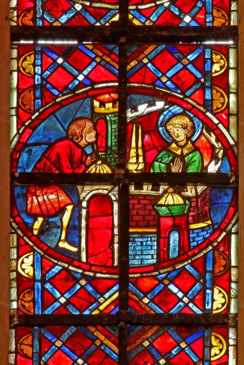 Window depicting St Vincent converts his jailer by French School