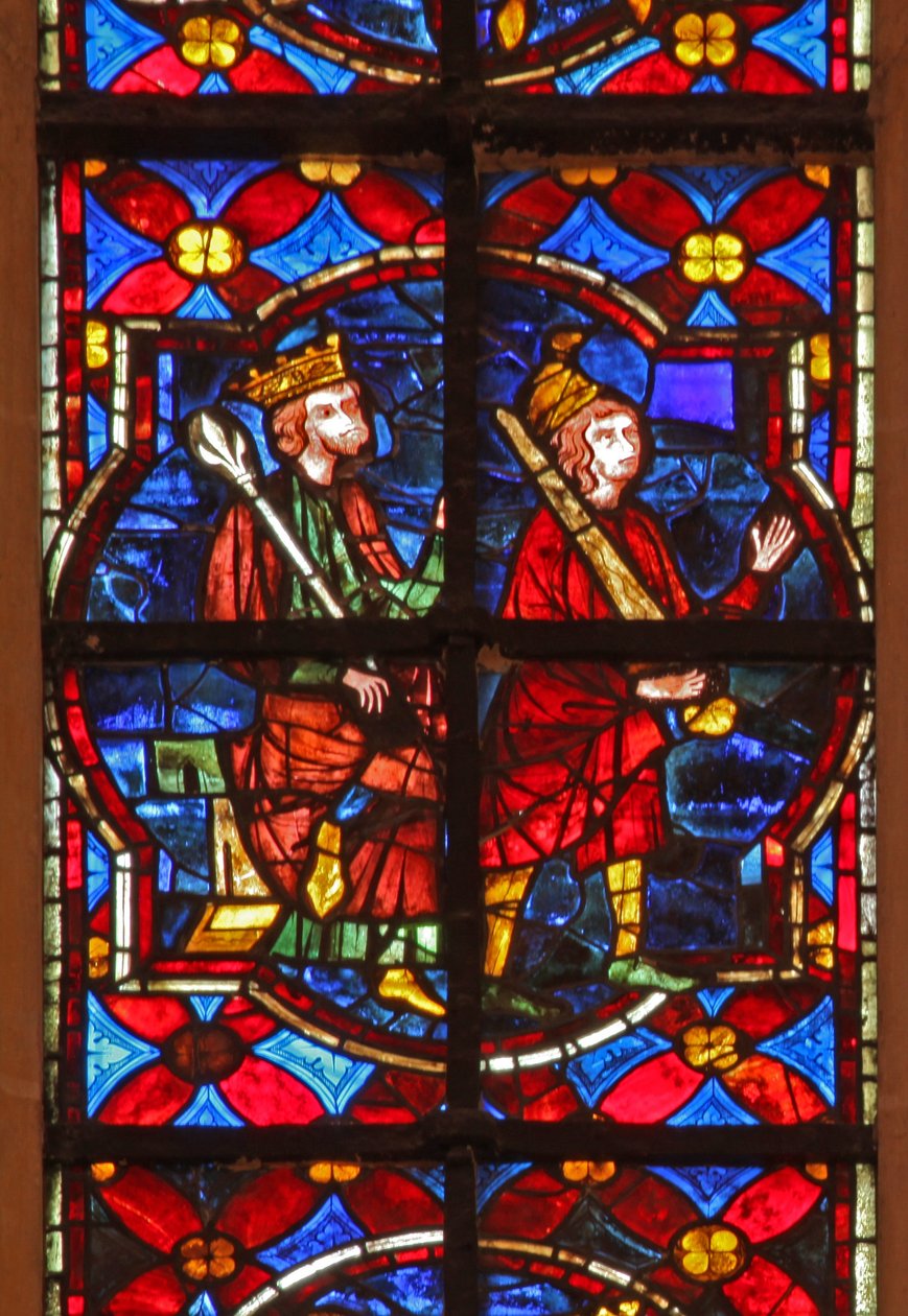 Window depicting a king and a soldier by French School