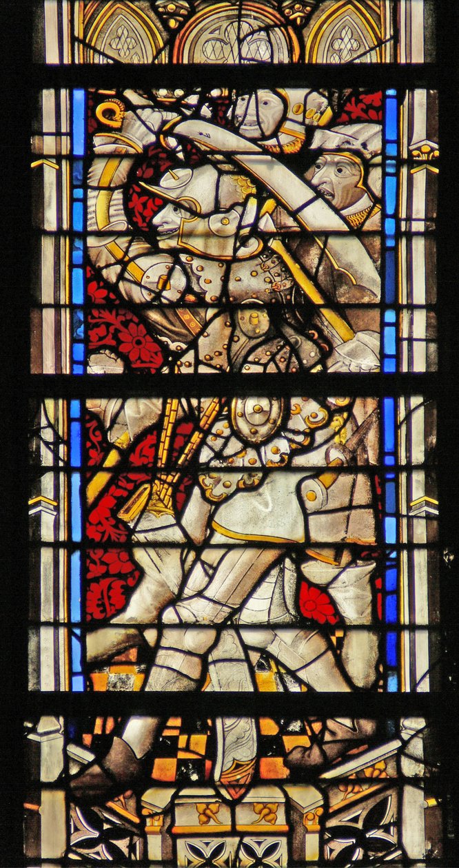 Window depicting knights slaying St Thomas Becket by French School