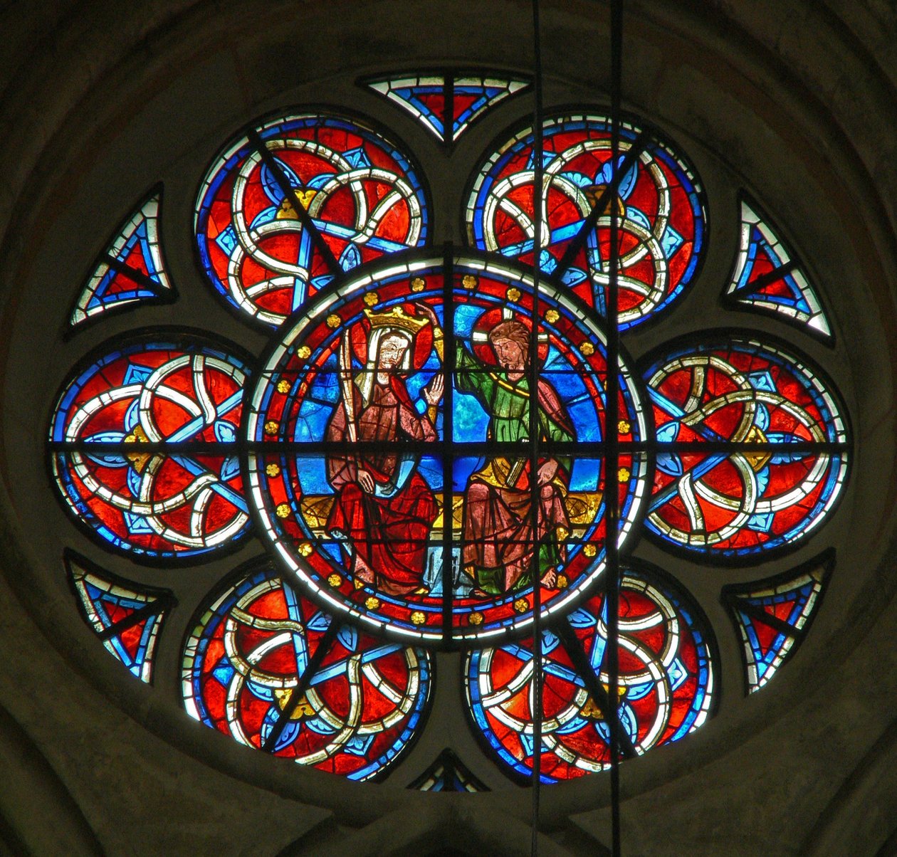 Window w216 depicting the Coronation of the Virgin by French School