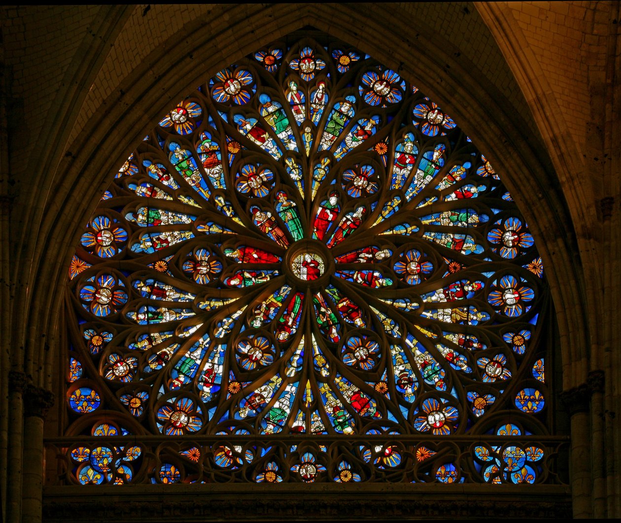 Window depicting the Tree of Jesse (rose window - internal) by French School