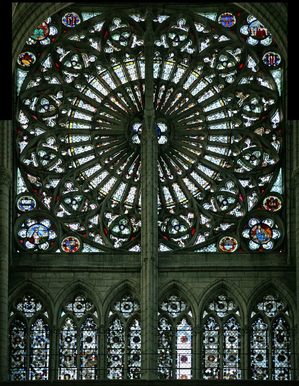 Window depicting the Evangelists and Grisaille (Rose Window - Internal) by French School